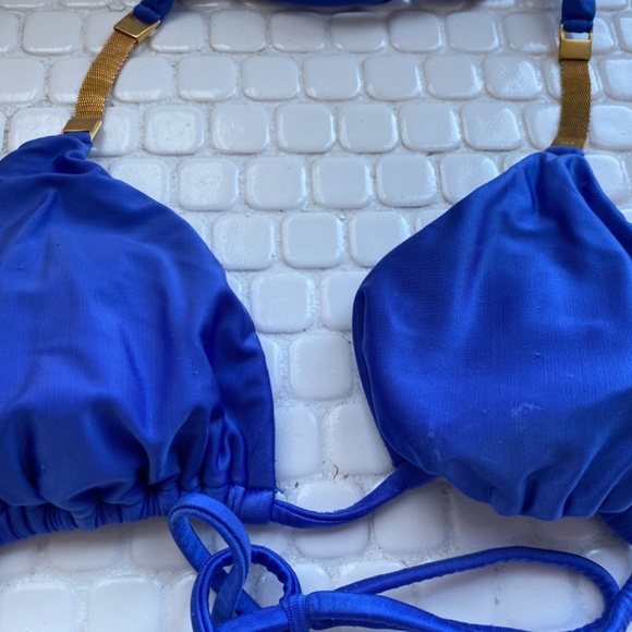 Royal blue VIX bikini with gold mesh accents - Picture 8 of 10